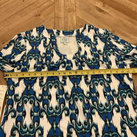 Tracy Negoshian Blue Stretch Pullover Sheath 3/4 Sleeve Large NWT $142 - Picture 11 of 12